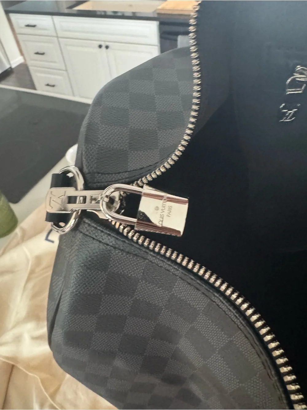 Louis Vuitton Black Damier Graphite Keepall Duffel with Top Handles